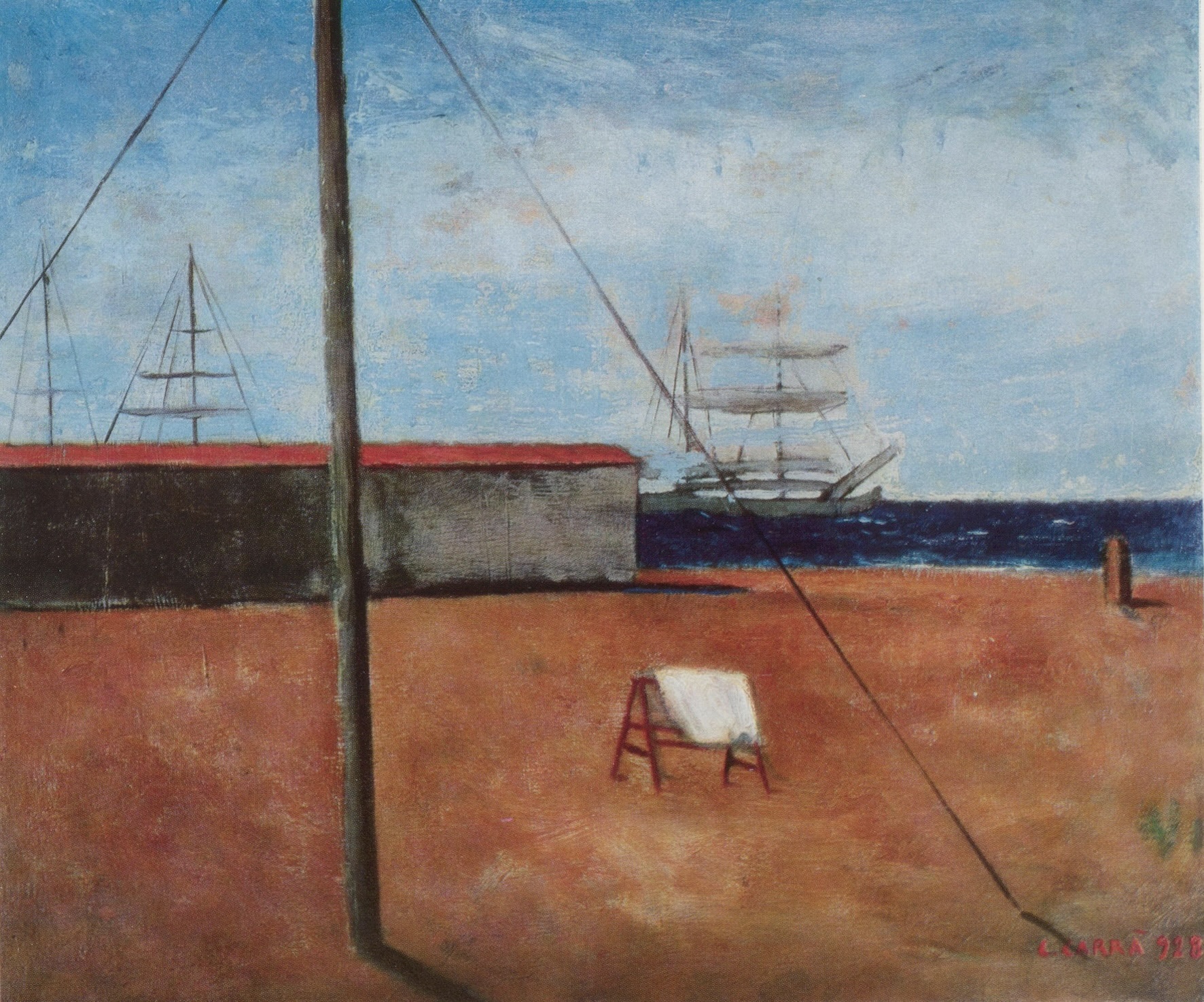 Carlo Carrà, Mattino sul mare, 1928, 54 × 64 cm, Venezia, Galleria Internazionale d’Arte Moderna, © Carlo Carrà, by SIAE