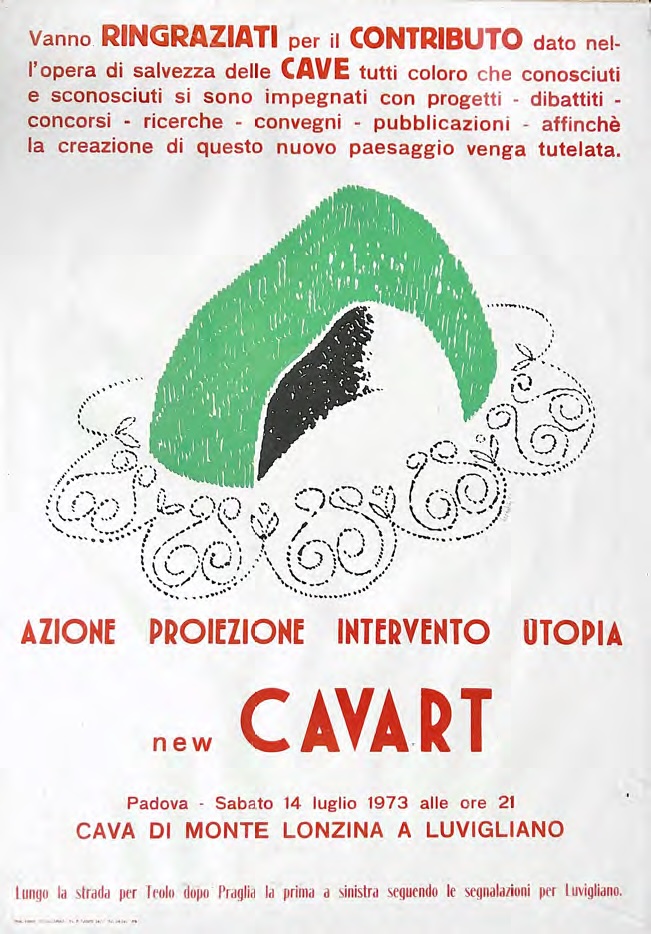Manifesto di Azione Proiezione Intervento Utopia, 14 luglio 1973, Archivio privato di Piero Brombin e Piera Paola Bortolami, Luvigliano (Padova). Courtesy Piero Brombin e Piera Paola Bortolami