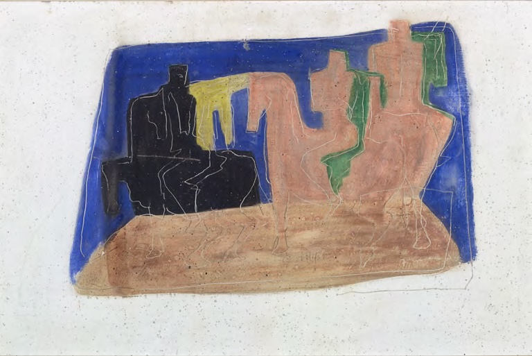 Lucio Fontana, Uomini a cavallo, 1932, gesso graffito e colorato a tempera, Milano, Museo del Novecento, © Comune di Milano